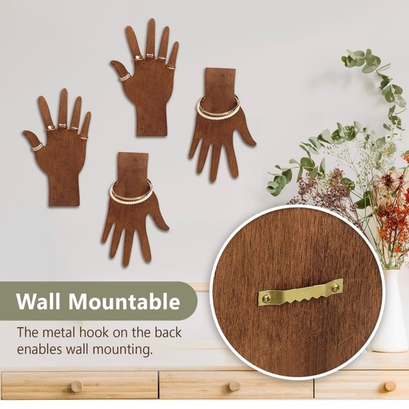 2 • 2 pc Sets of Real Wood Hand Form Jewelry Display for Bracelets & Rings - Picture 6 of 10